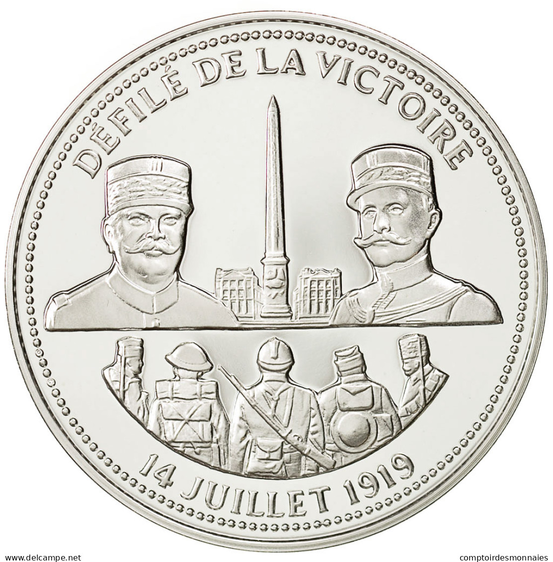 France, Medal, Défilé De La Victoire, FDC, Cuivre Plaqué Argent - Autres & Non Classés