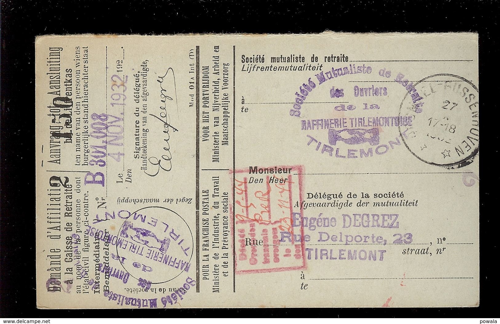 Sterstempel (cachet à Etoiles) Depot-relais Orsmael-Gussenhoven 27 X 1932 Op Kaart Naar Tirlemont - Postmarks With Stars