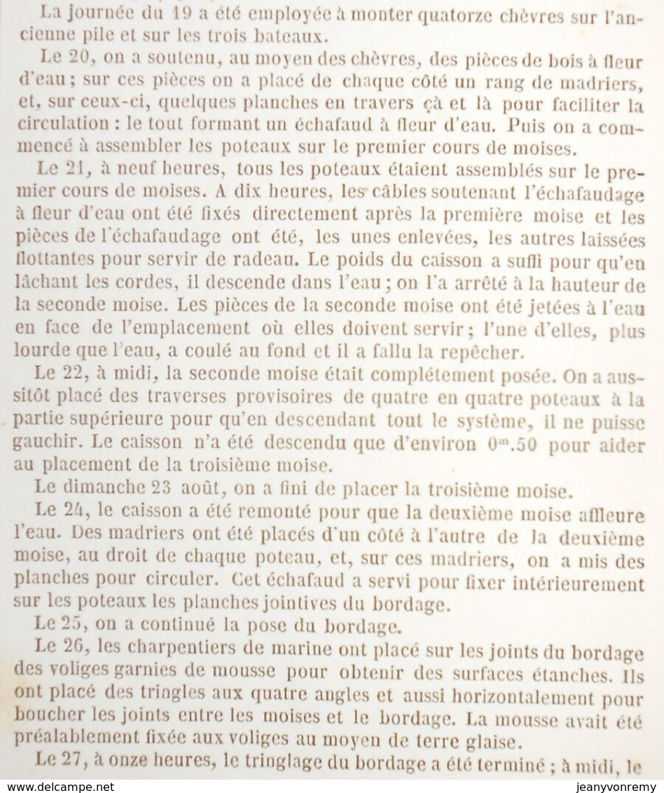 Plan De Caissons De Fondation Système Beaudemoulin, Employés Au Pont Saint-Michel à Paris. 1858 - Opere Pubbliche