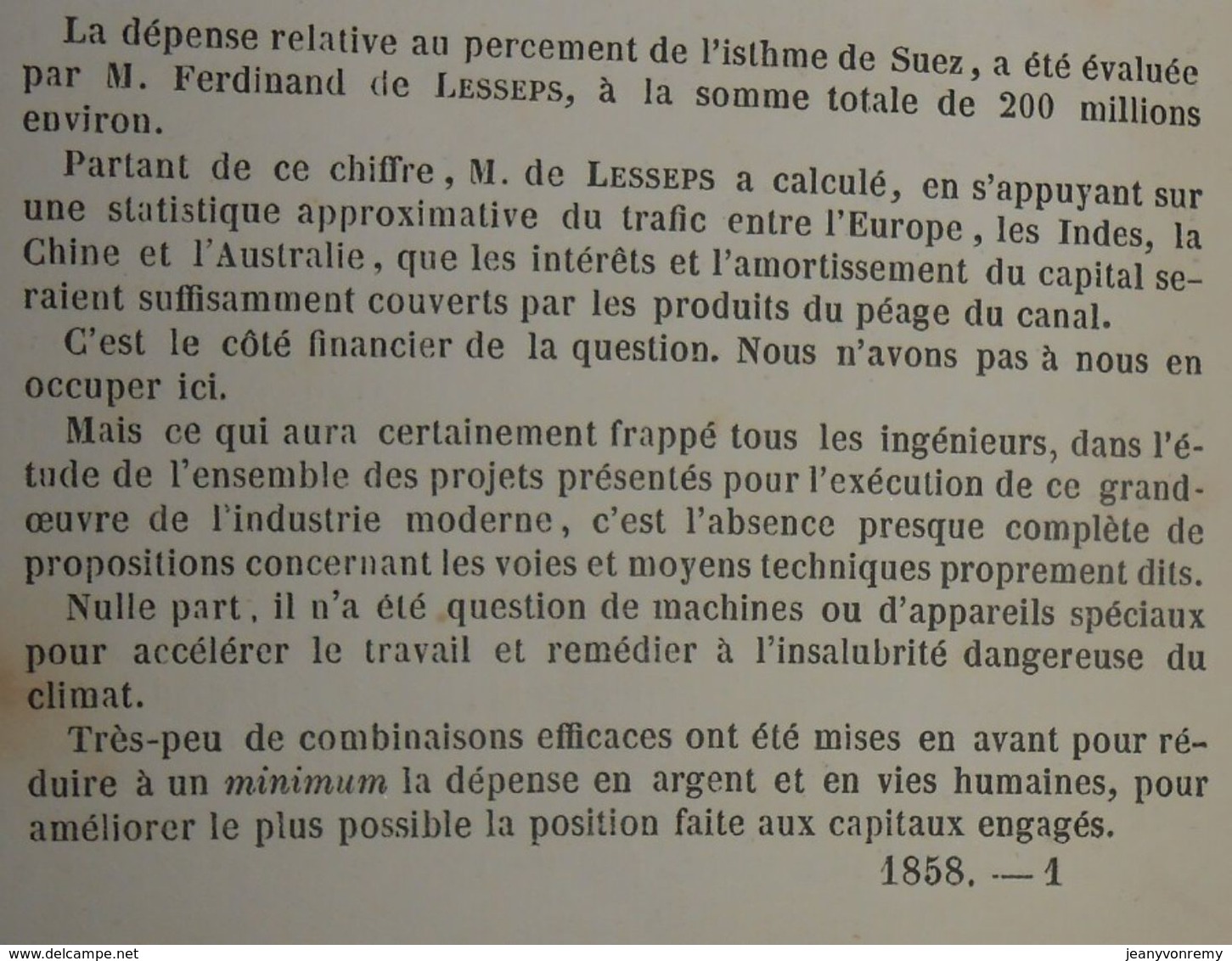 Plan Du Percement De L'isthme De Suez. 1858 - Opere Pubbliche