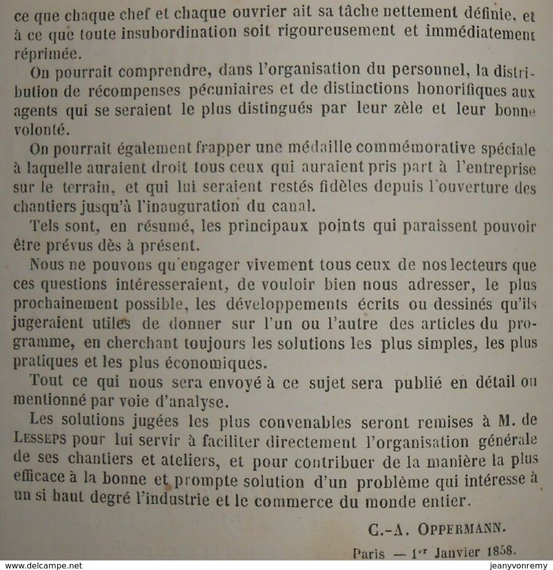 Plan Du Percement De L'isthme De Suez. 1858 - Travaux Publics