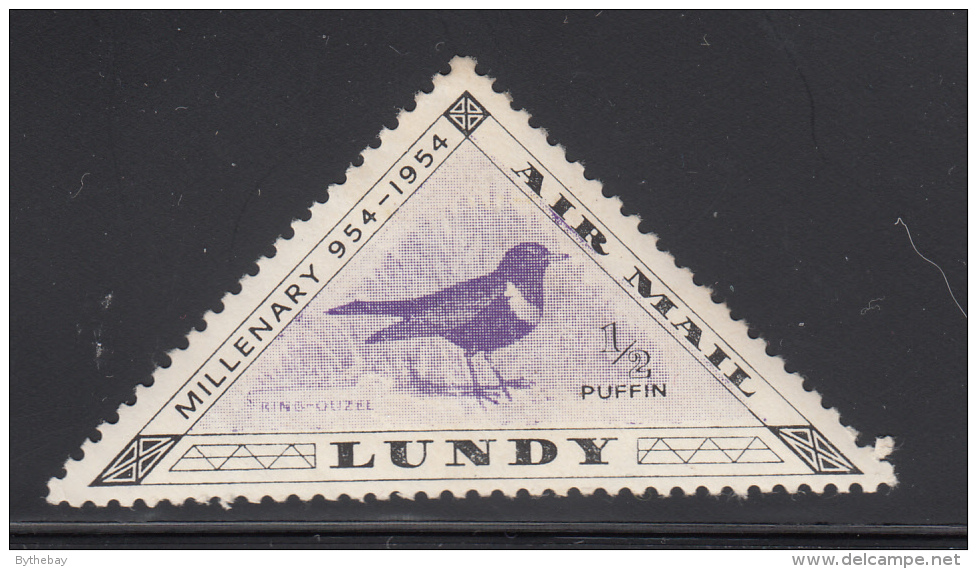 Lundy 1954 MH #119 1/2p Ring Ouzel Print Shift To Right - Emissions Locales