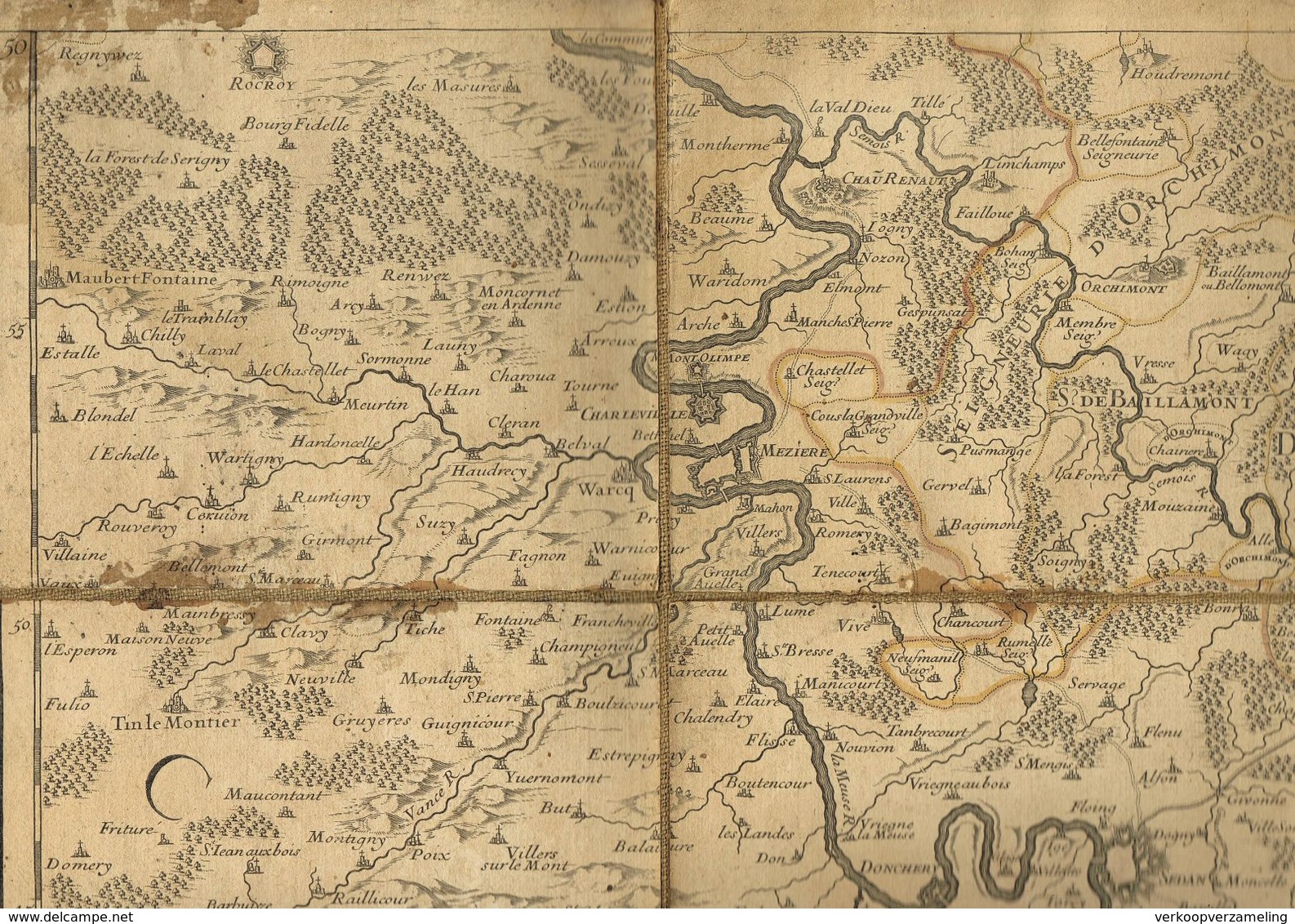 Sud Du Luxembourg  Chiny , Bouillon , Arlon, Neufchateau 1781 Attention Tissu Legerement Abime - Cartes Topographiques