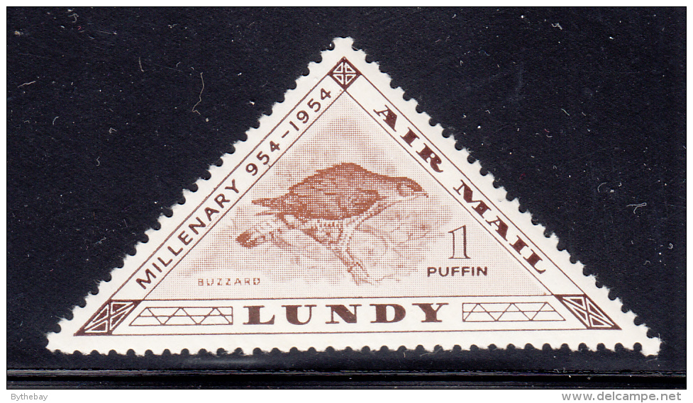 Lundy 1954 MNH #120 1p Buzzard Print Shift To Left - Local Issues