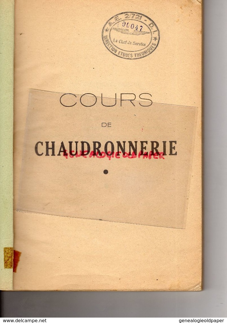 17- ROCHEFORT SUR MER- ECOLE MECANICIENS ARMEE DE L' AIR-TRAVAIL DES METAUX EN FEUILLE TUBES PROFILES-1953 CHAUDRONNERIE - Poitou-Charentes