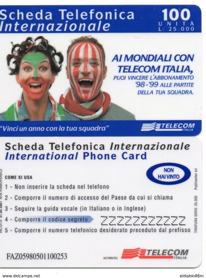 TELECOM ITALIA - SCHEDA TELEFONICA INTERNAZIONALE - TEST CARD - PIN ZZZZZZ - NON CATALOGATA - *RRRR* - Tests & Service