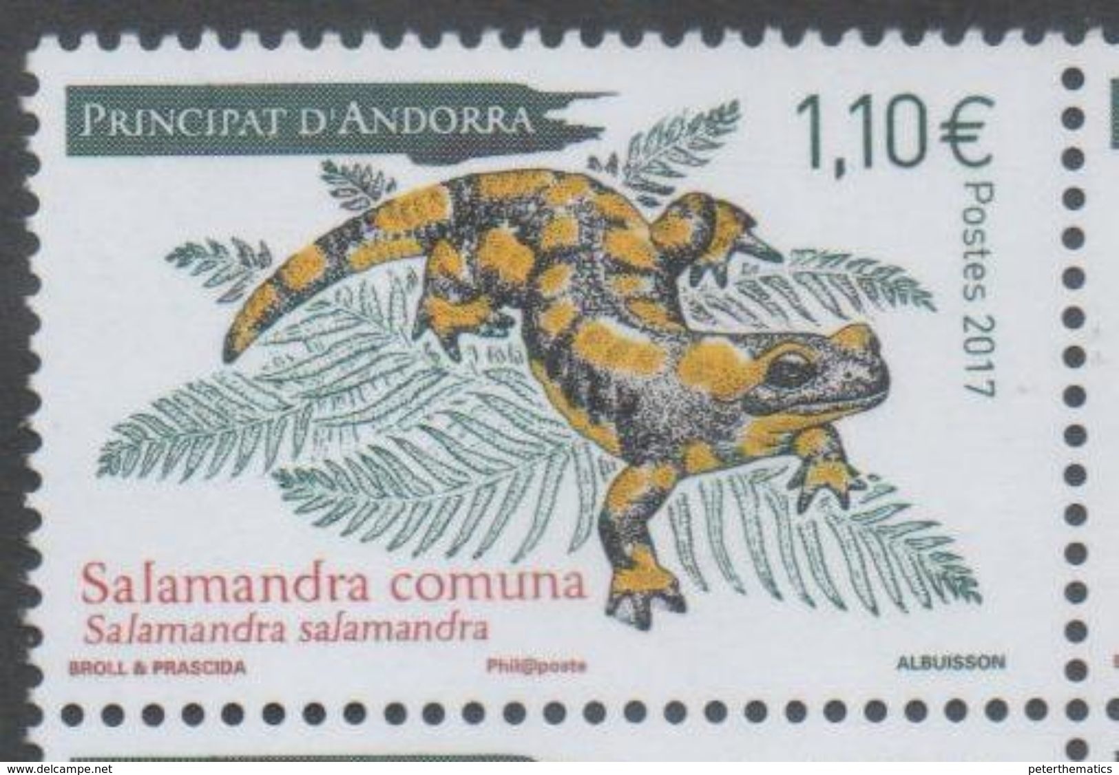 FRENCH ANDORRA, 2017, MNH, FAUNA, REPTILES, SALAMANDERS,   1v - Other & Unclassified