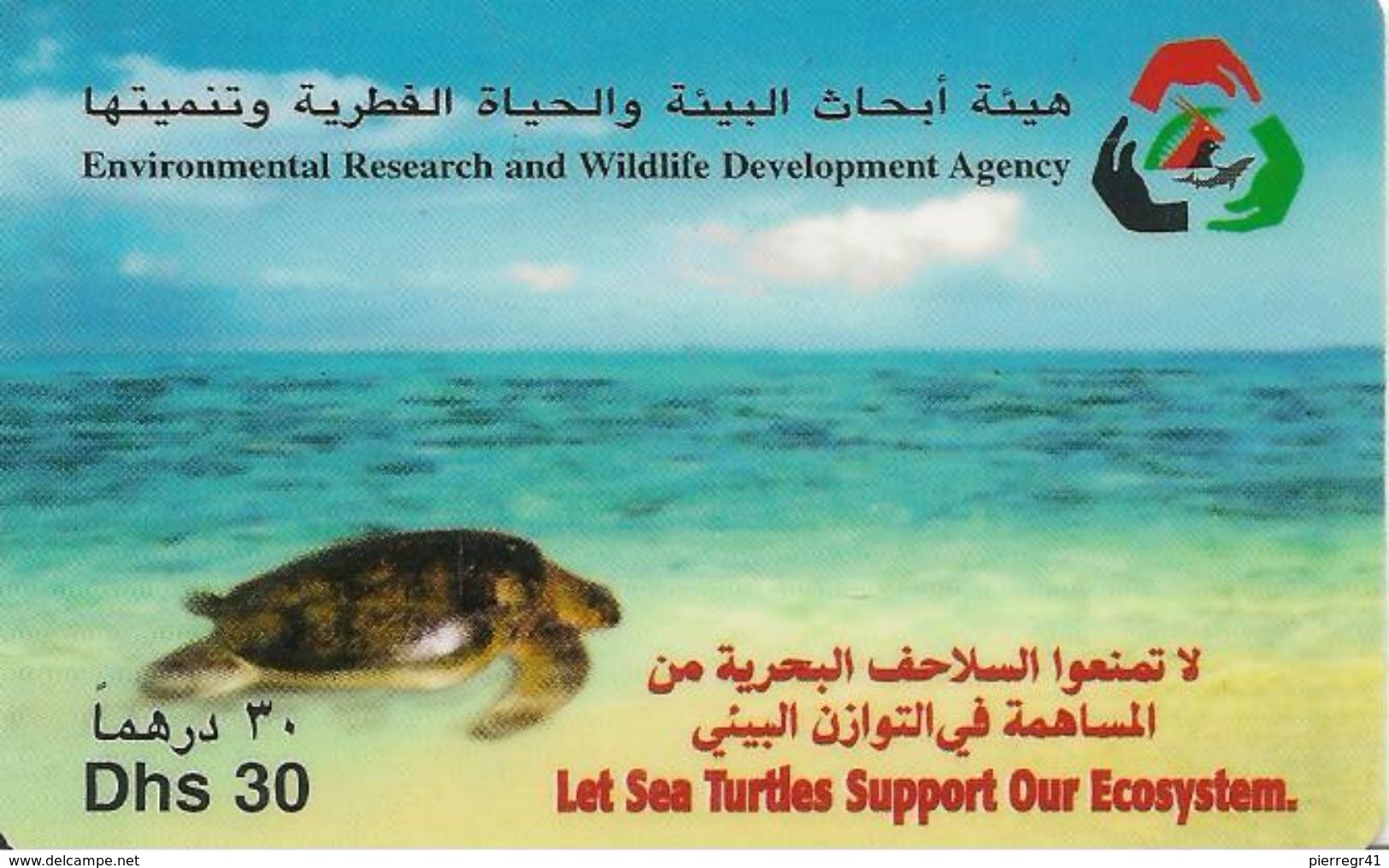 CARTE-PREPAYEE-30 Dhs-ETISILAT-Sauvegarde Des TORTUE-TBE-RARE - Turtles