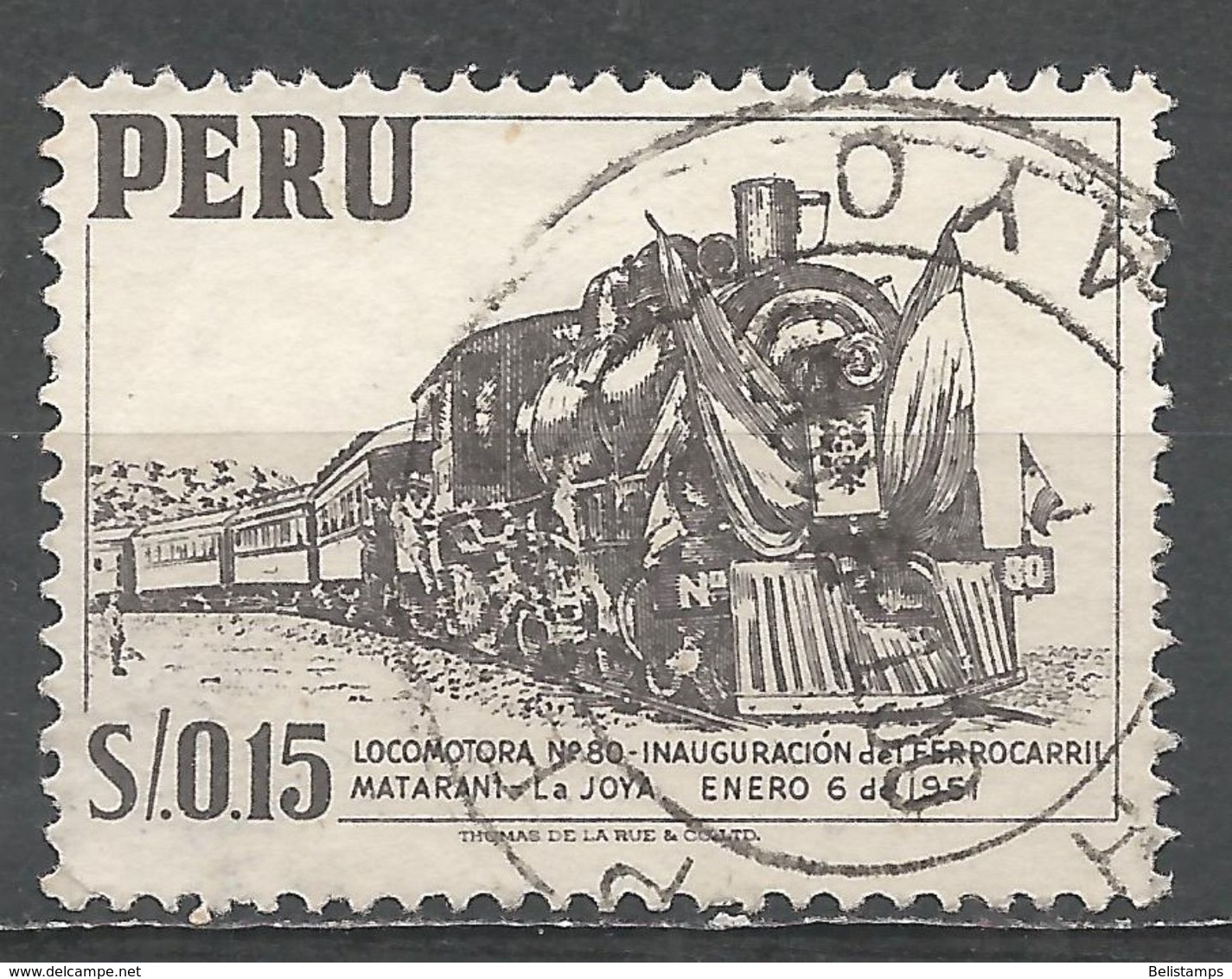 Peru 1959. Scott #468 (U) Locomotive No 80 And Coaches - Pérou