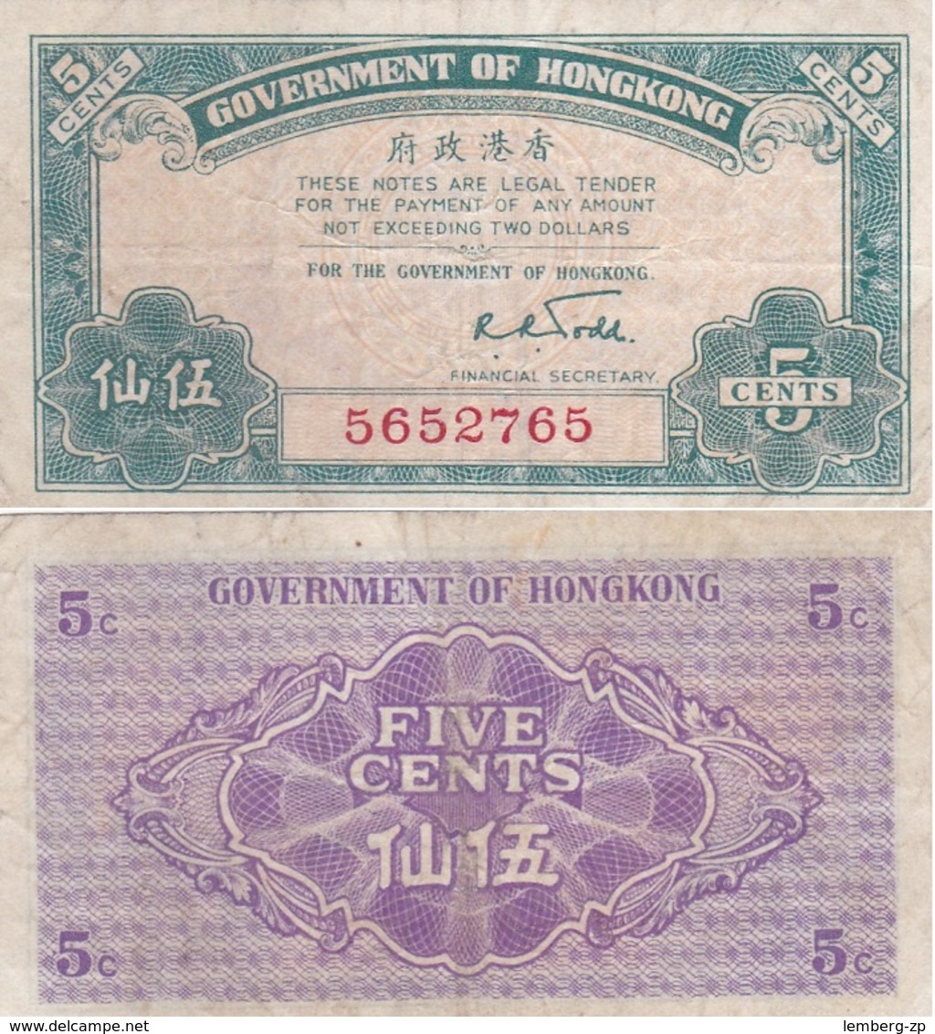 Hong Kong - 5 Cent 1941 VF Lemberg-Zp - Hong Kong