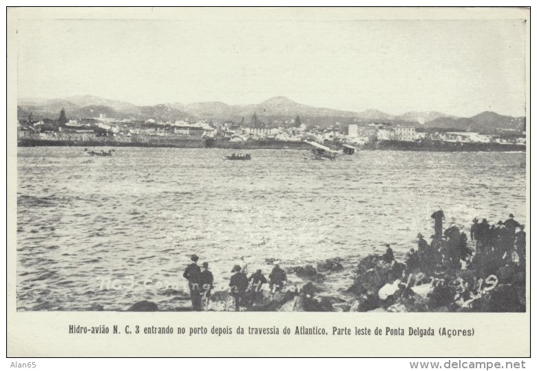 NC-3 Seaplane Enters Ponta Delgada Azores After Trans-Atlantic Flight C1919 Vintage Postcard - 1919-1938: Fra Le Due Guerre