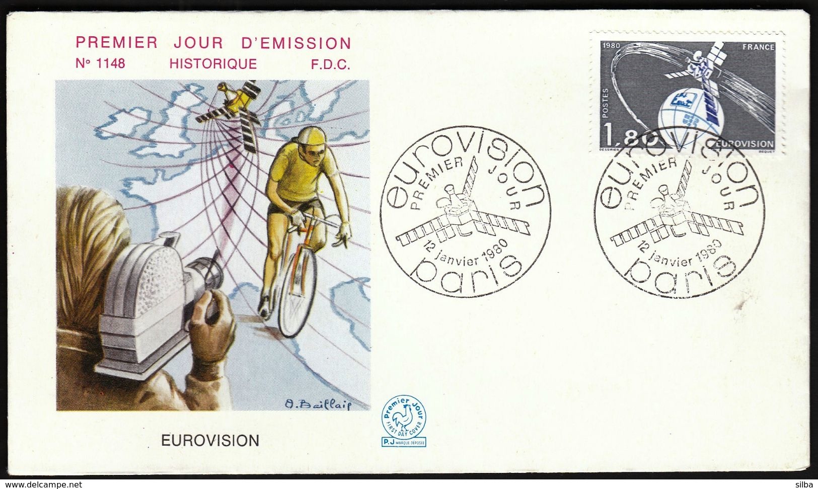 France Paris 1980 / EUROVISION / Space, Satellite, TV Camera, Cycling / FDC - Europa
