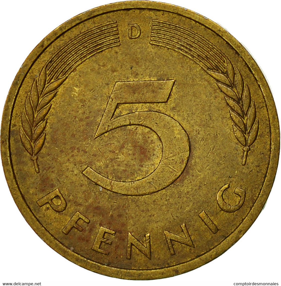 Monnaie, République Fédérale Allemande, 5 Pfennig, 1980, Munich, TB+, Brass - 5 Pfennig