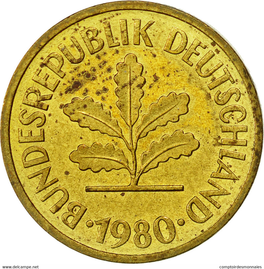 Monnaie, République Fédérale Allemande, 5 Pfennig, 1980, Karlsruhe, TB+ - 5 Pfennig