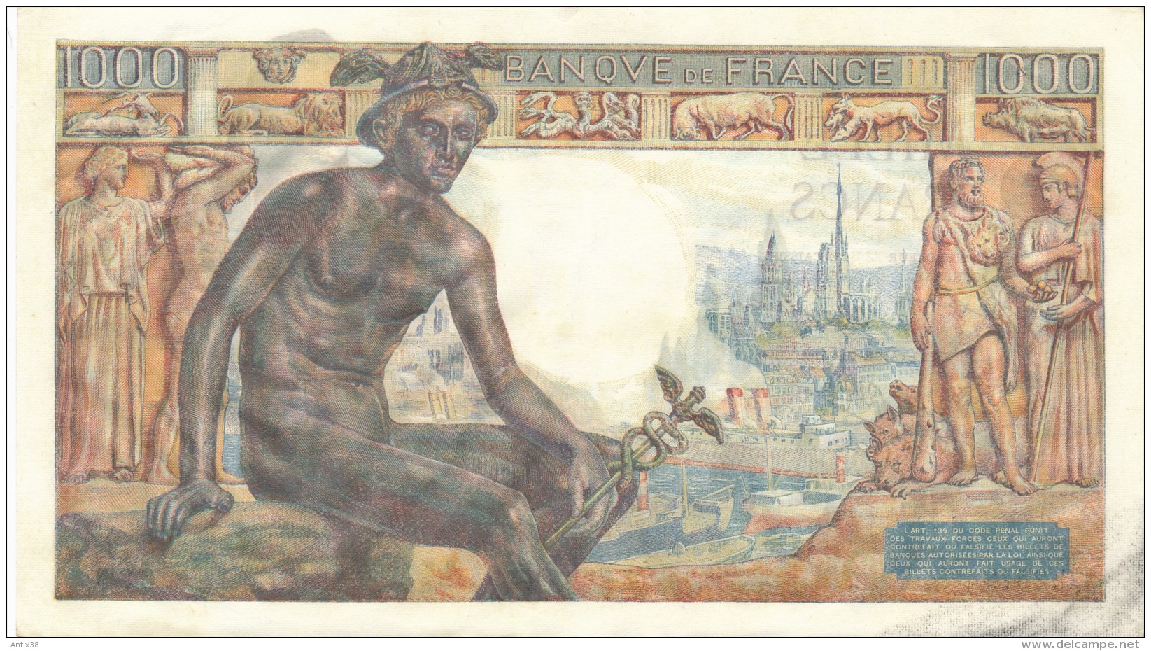 H19 - Billet - 1000 FRANCS  - DÉESSE DEMETER - 1 000 F 1942-1943 ''Déesse Déméter''