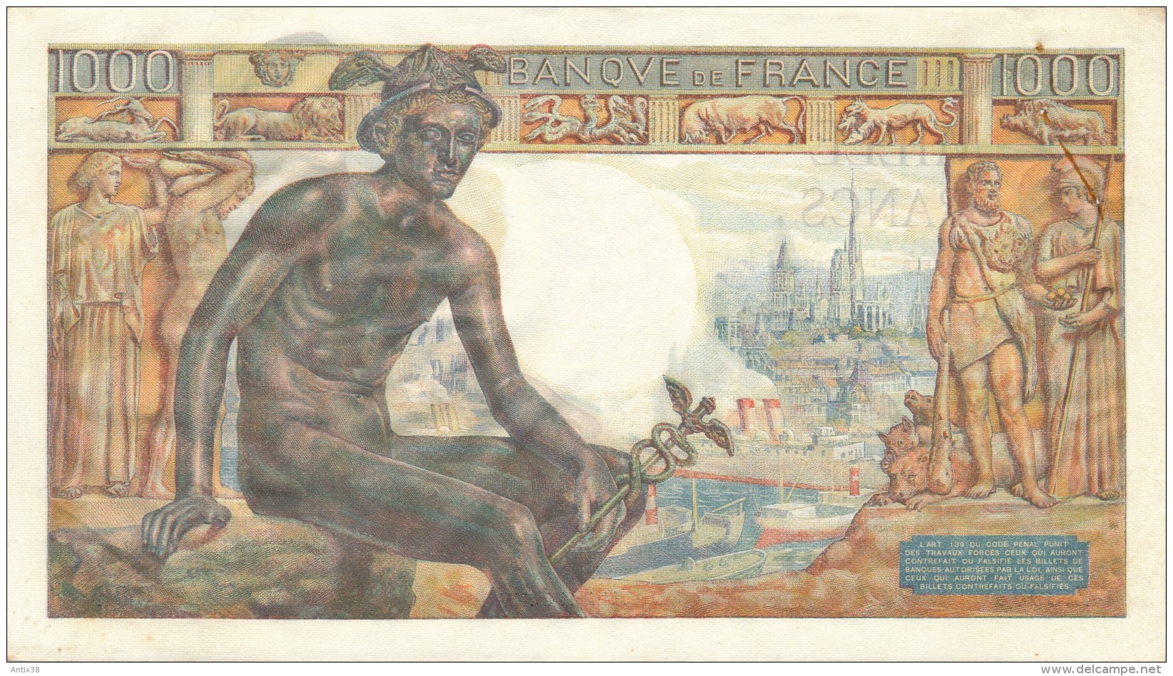 H19 - Billet - 1000 FRANCS  - DÉESSE DEMETER - 1 000 F 1942-1943 ''Déesse Déméter''