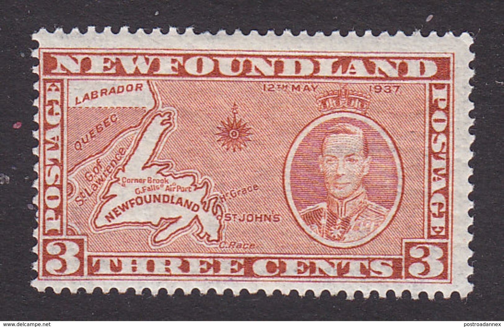 Newfoundland, Scott #234g, Mint Hinged, Map, Issued 1937 - 1908-1947