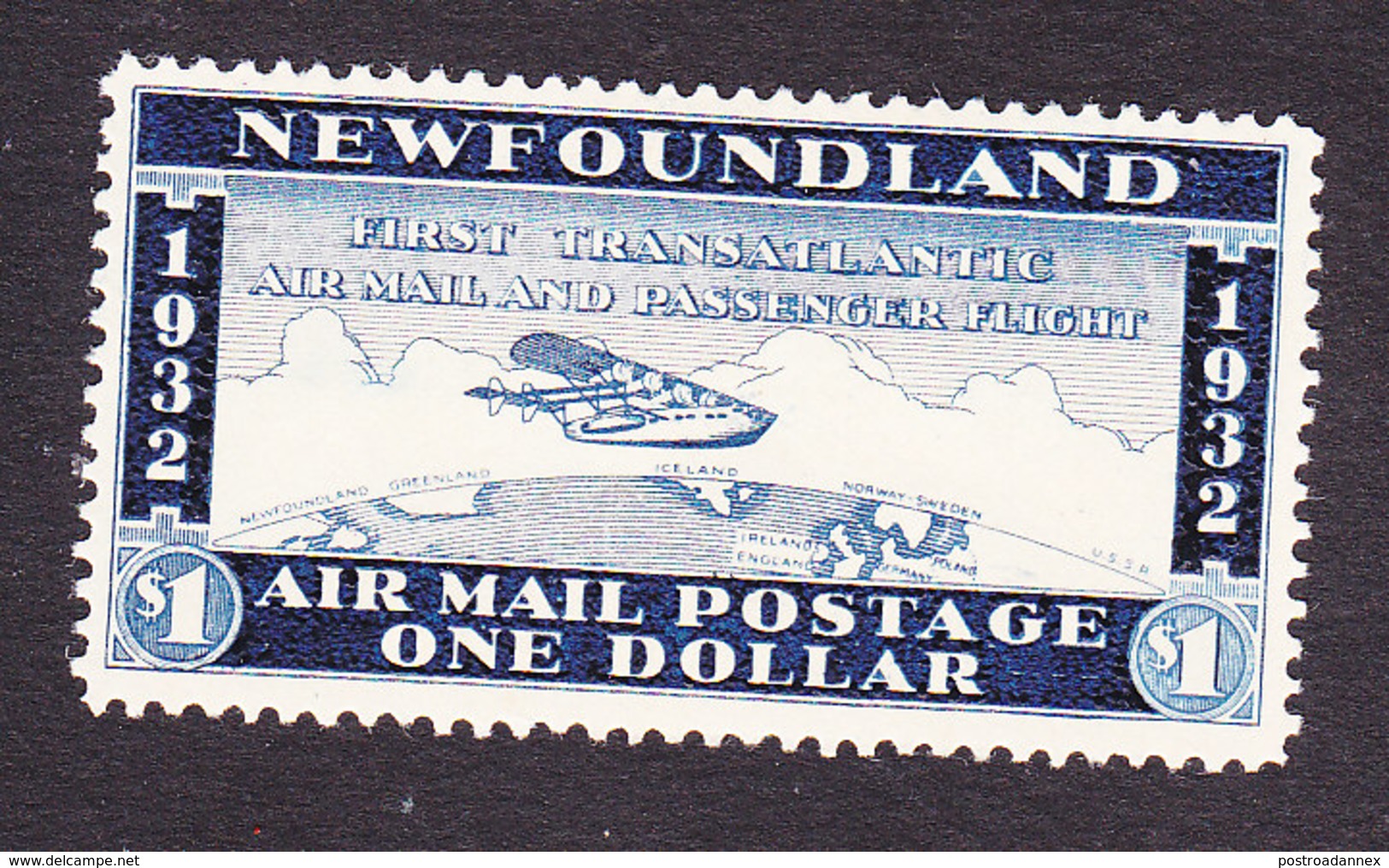 Newfoundland, Scott #, Mint Hinged, Not Issued Airmail, Issued - Einde V/d Catalogus (Back Of Book)