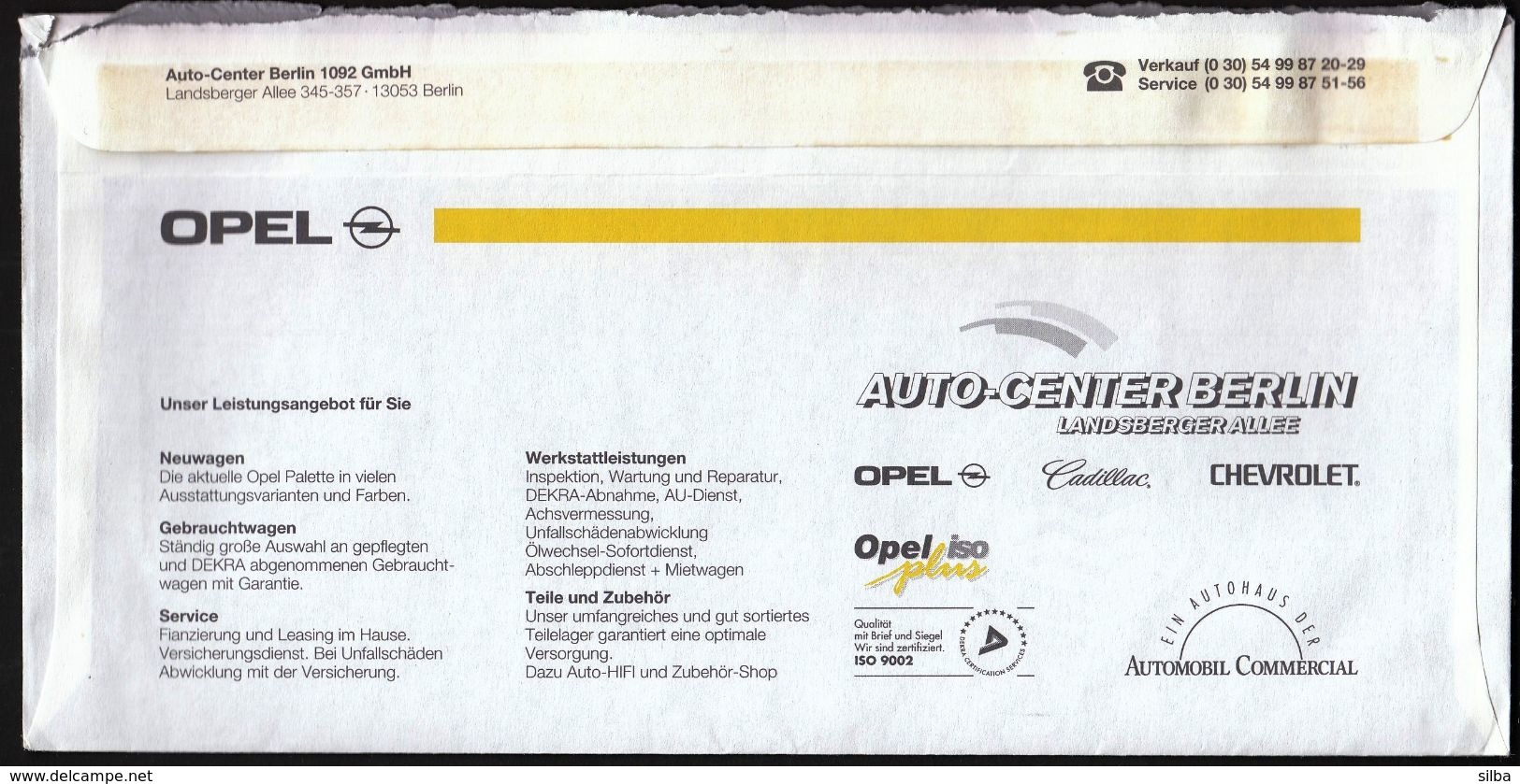 Germany Berlin 1999 / Cars / Auto Center / Opel / Machine Stamp - Cars