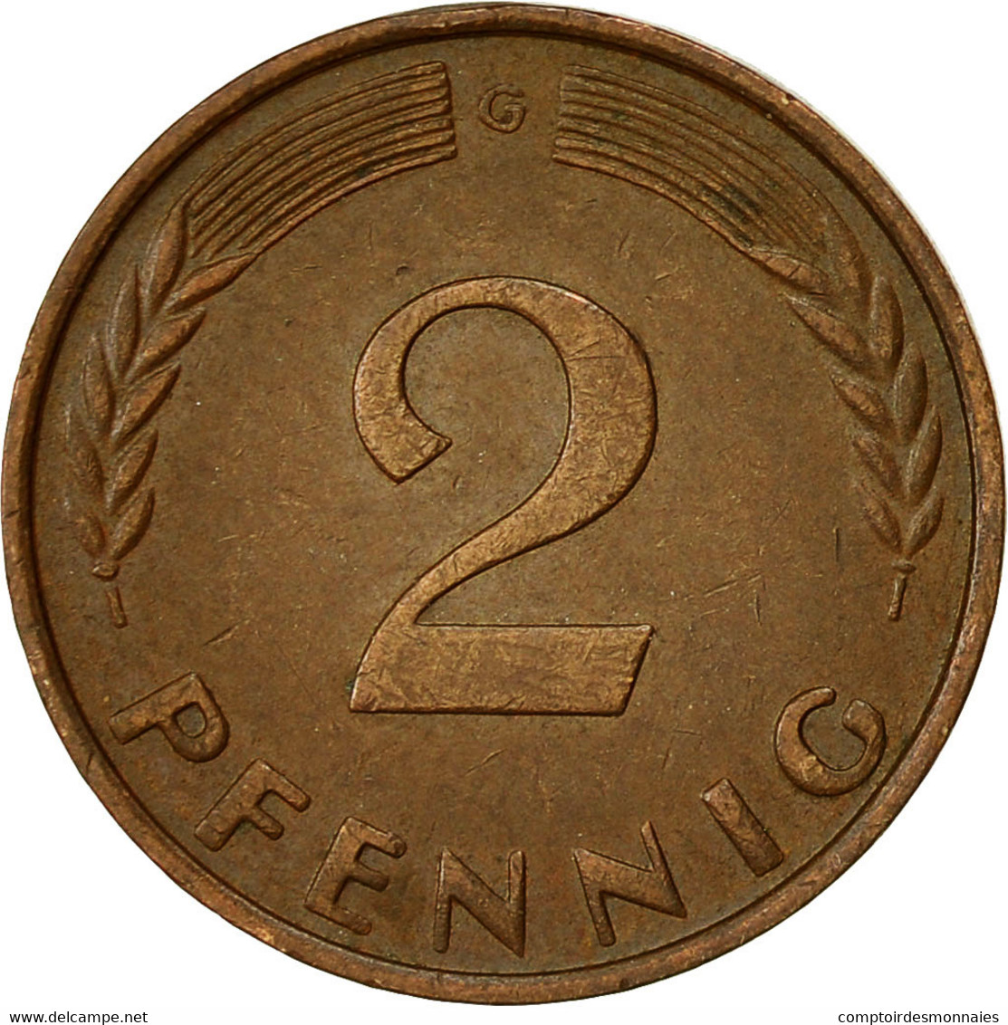 Monnaie, République Fédérale Allemande, 2 Pfennig, 1961, Karlsruhe, TTB - 2 Pfennig