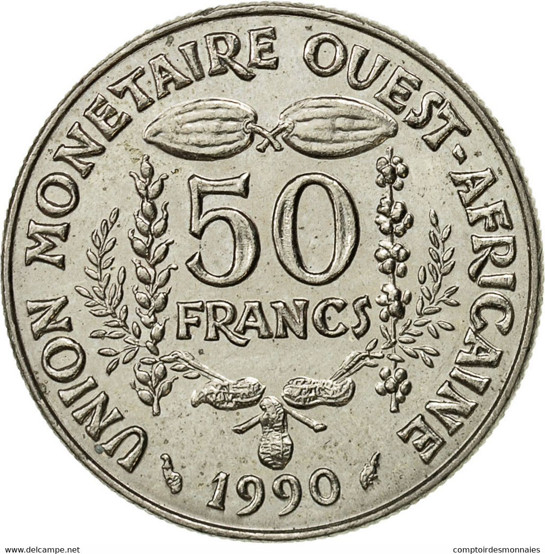 Monnaie, West African States, 50 Francs, 1990, Paris, TTB+, Copper-nickel, KM:6 - Ivoorkust