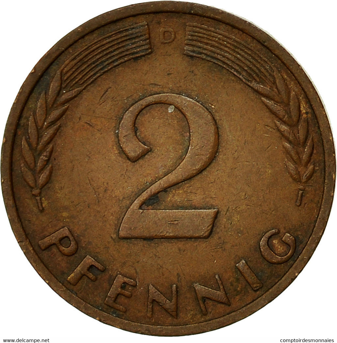 Monnaie, République Fédérale Allemande, 2 Pfennig, 1961, Munich, TTB, Bronze - 2 Pfennig