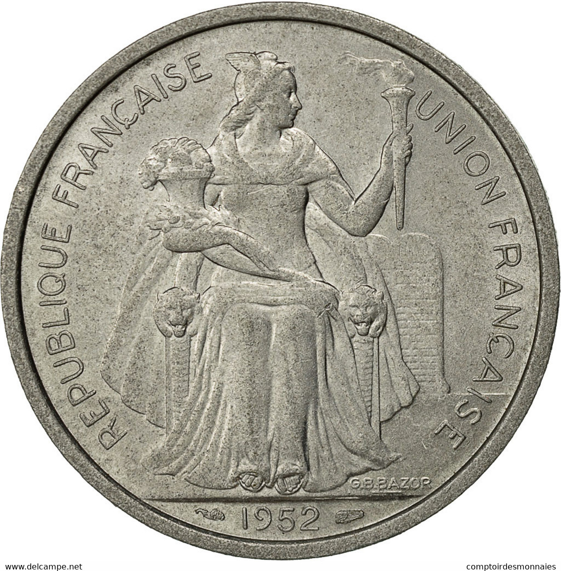 Monnaie, Nouvelle-Calédonie, 5 Francs, 1952, Paris, TTB+, Aluminium, KM:4 - Nieuw-Caledonië