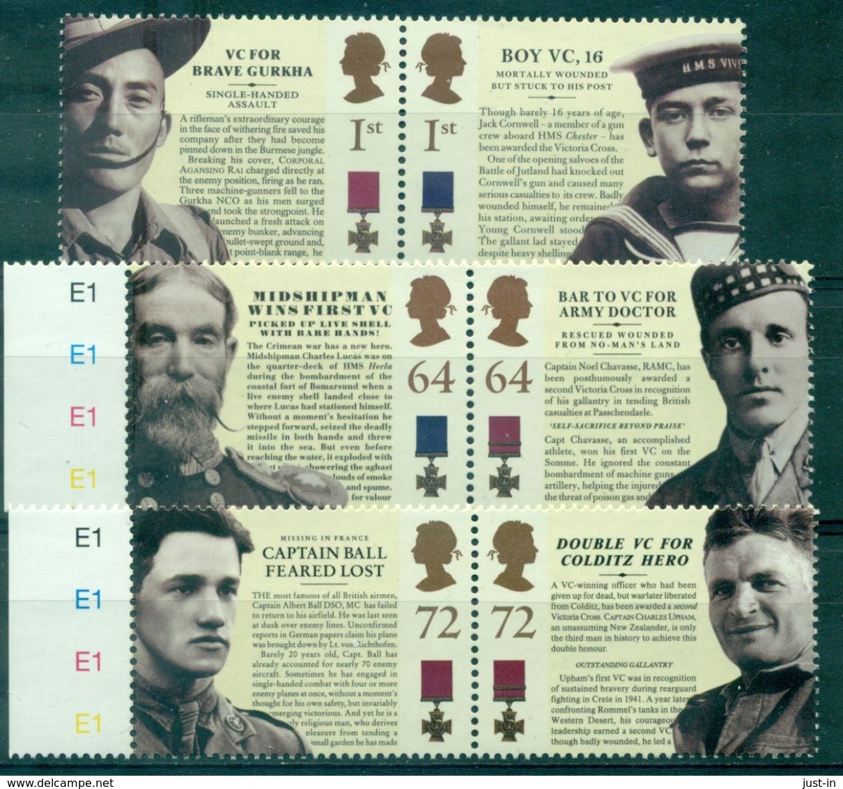 GRANDE BRETAGNE  N°2794 / 2799 Nxx En 3 Paires.TB.victoria Cross Cote Yvert : 16.00 €. - Unused Stamps