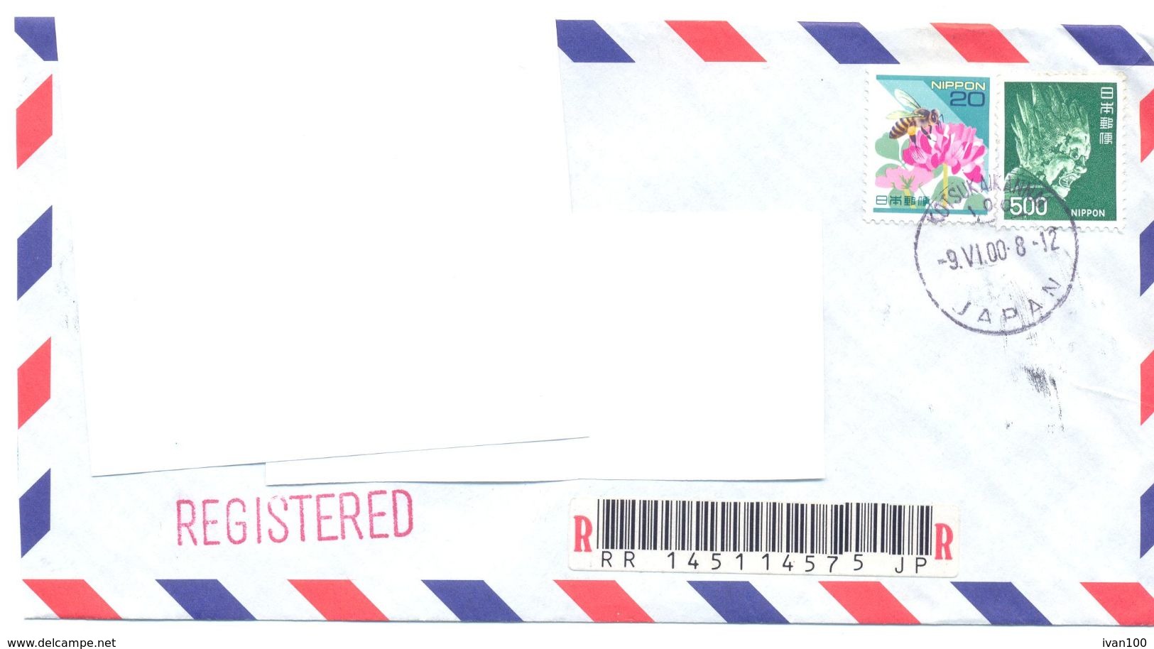 2000. Japan, The Letter Sent By Registered Air-mail Post To Moldova - Briefe U. Dokumente