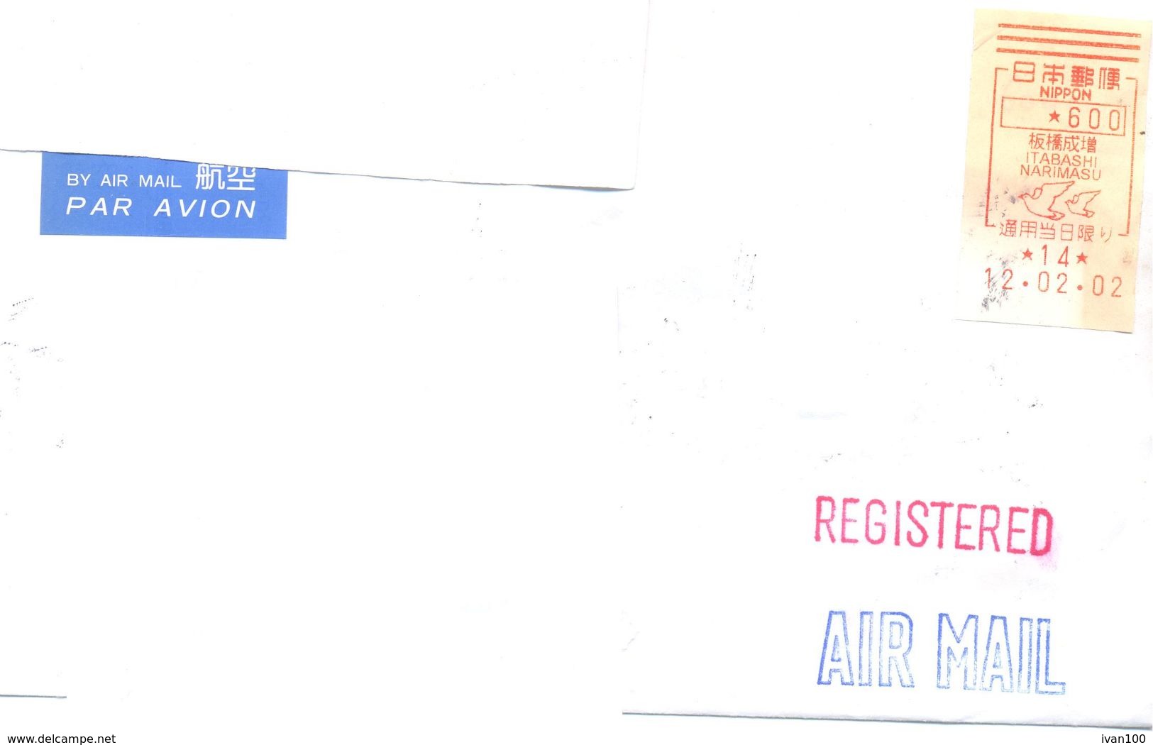 2002. Japan, The Letter Sent By Registered Air-mail Post To Moldova - Briefe U. Dokumente