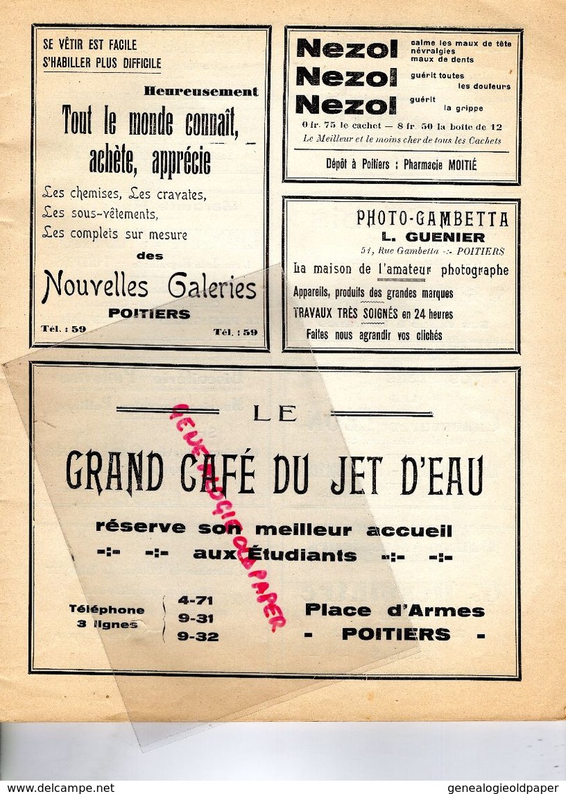 86- POITIERS- RARE REVUE DE L' A-ETUDIANTE SCAPIN- ROBERT BIGOT-GEORGES BAELDE-IMPRIMERIE L'UNION-PLEIN LA TRANCHE 1934 - Poitou-Charentes