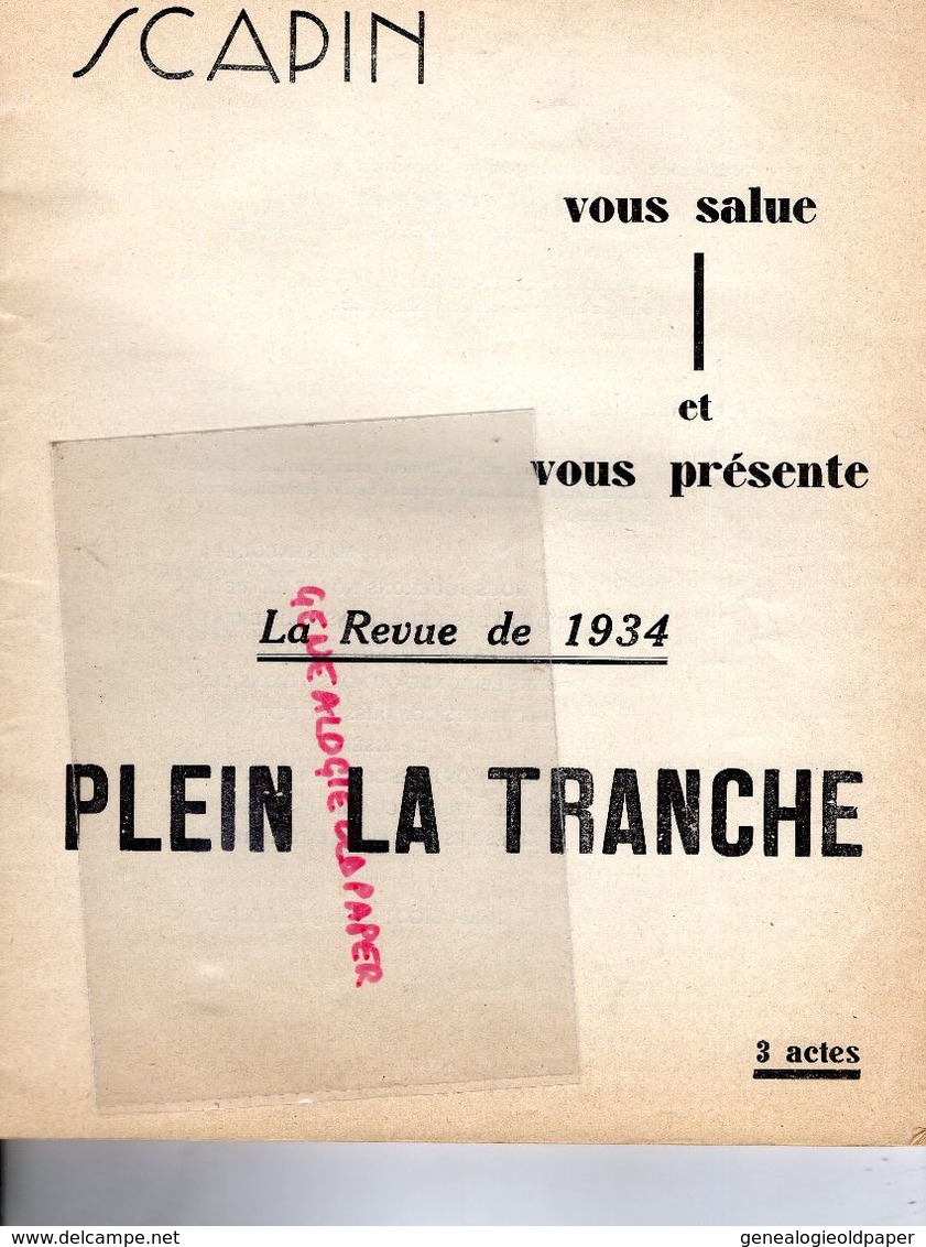 86- POITIERS- RARE REVUE DE L' A-ETUDIANTE SCAPIN- ROBERT BIGOT-GEORGES BAELDE-IMPRIMERIE L'UNION-PLEIN LA TRANCHE 1934