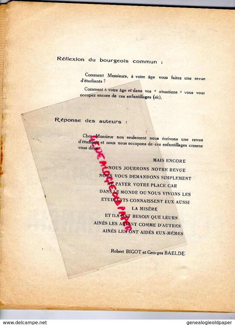 86- POITIERS- RARE REVUE DE L' A-ETUDIANTE SCAPIN- ROBERT BIGOT-GEORGES BAELDE-IMPRIMERIE L'UNION-PLEIN LA TRANCHE 1934