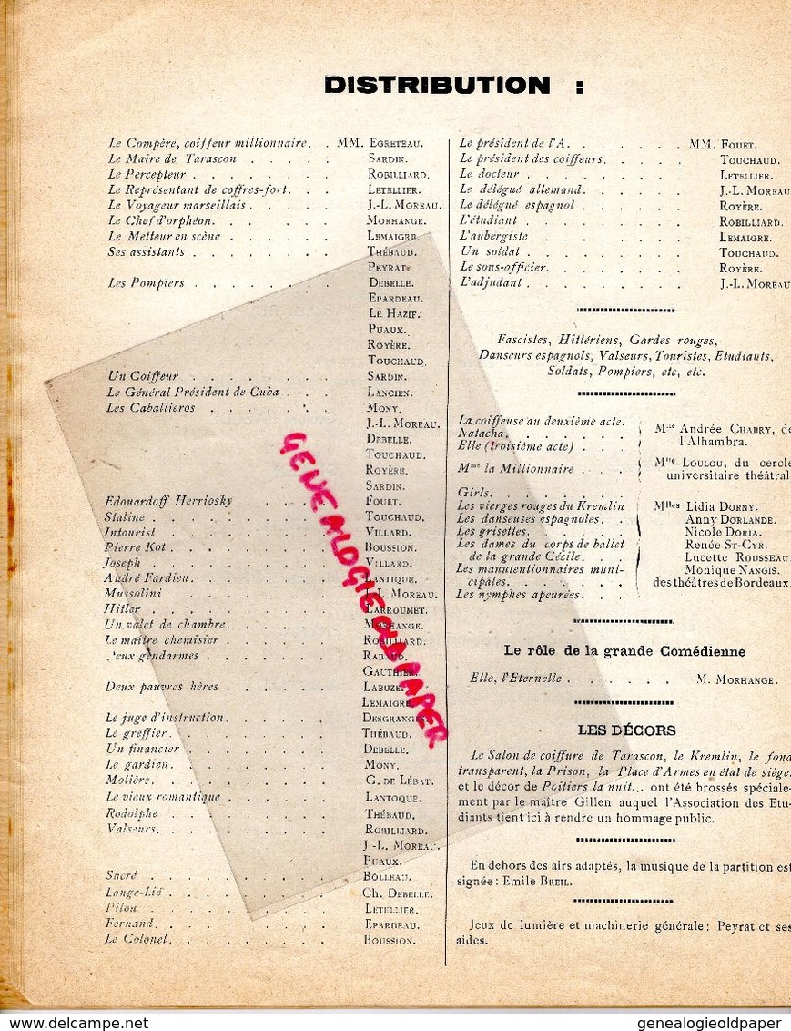 86- POITIERS- RARE REVUE DE L' A-ETUDIANTE SCAPIN- ROBERT BIGOT-GEORGES BAELDE-IMPRIMERIE L'UNION-PLEIN LA TRANCHE 1934