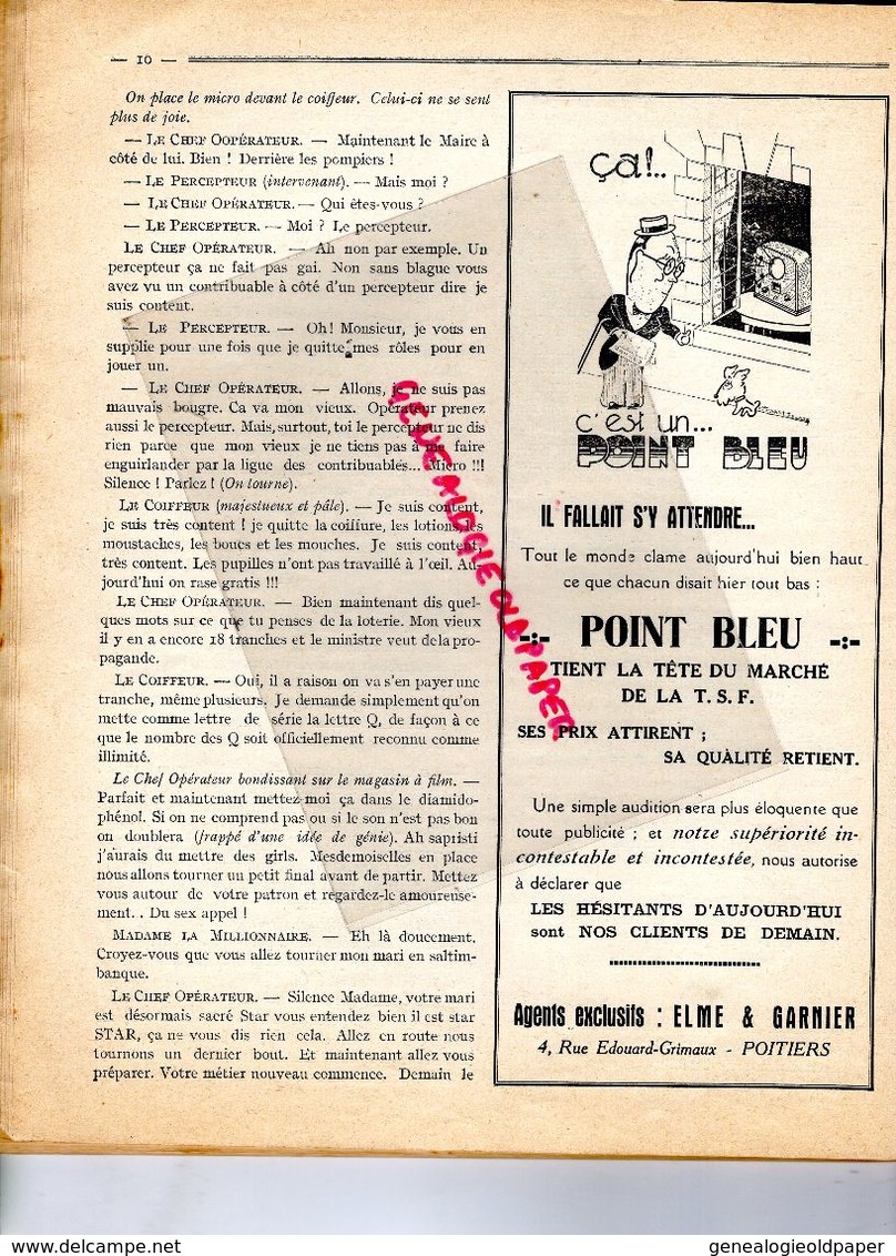 86- POITIERS- RARE REVUE DE L' A-ETUDIANTE SCAPIN- ROBERT BIGOT-GEORGES BAELDE-IMPRIMERIE L'UNION-PLEIN LA TRANCHE 1934