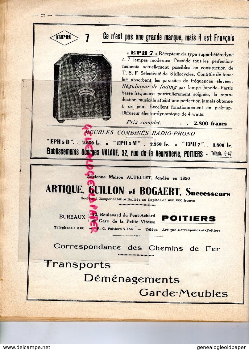 86- POITIERS- RARE REVUE DE L' A-ETUDIANTE SCAPIN- ROBERT BIGOT-GEORGES BAELDE-IMPRIMERIE L'UNION-PLEIN LA TRANCHE 1934