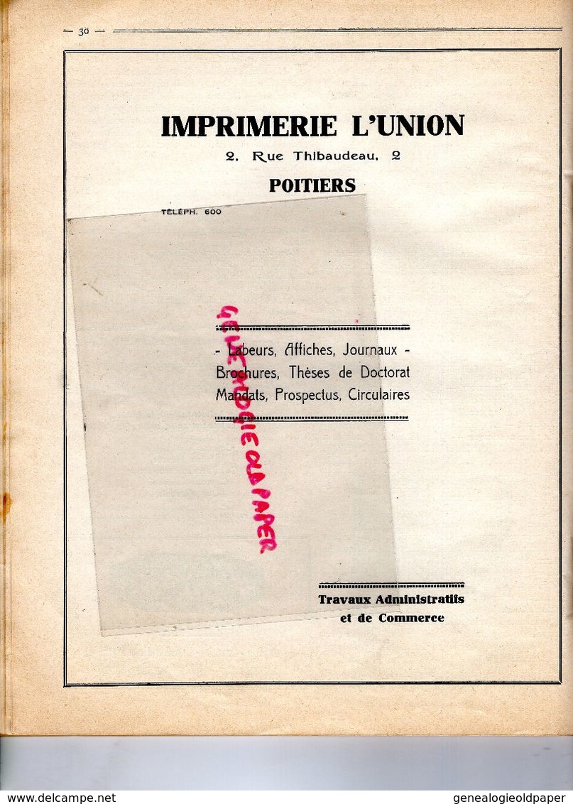 86- POITIERS- RARE REVUE DE L' A-ETUDIANTE SCAPIN- ROBERT BIGOT-GEORGES BAELDE-IMPRIMERIE L'UNION-PLEIN LA TRANCHE 1934