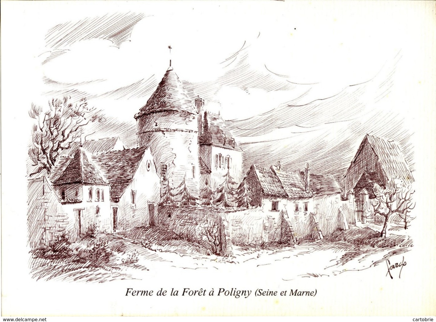 77 Ferme De La Forêt à POLIGNY (Seine-et-Marne) - Gravure De FARDE - Autres & Non Classés