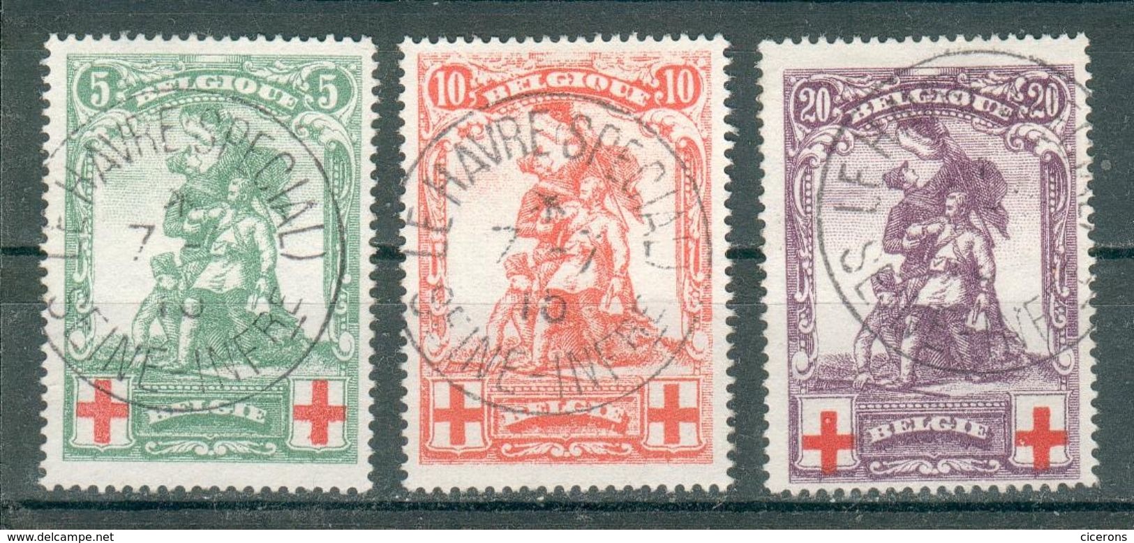 BELGIQUE ;  1914-15 ; Y&T N° 126-127-128 ; Oblitéré - 1914-1915 Croix-Rouge