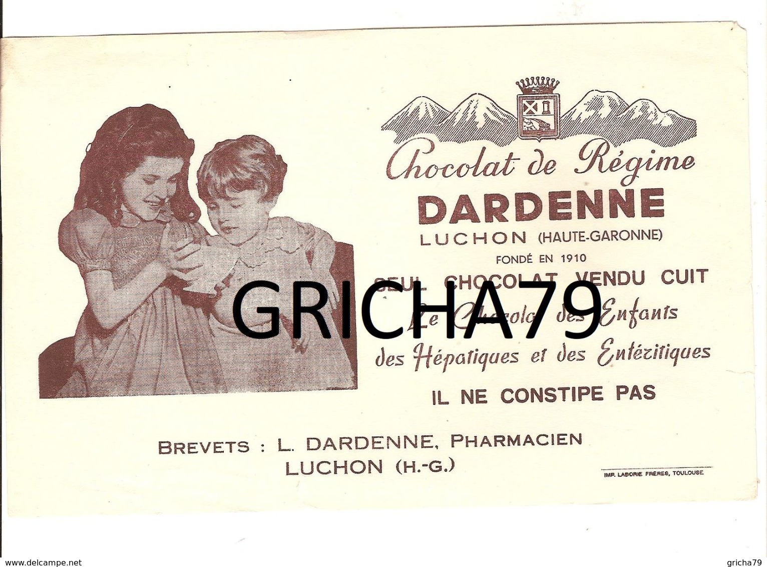 BUVARD  - CHOCOLAT DARDENNE LUCHON HAUTE GARONNE - Kakao & Schokolade