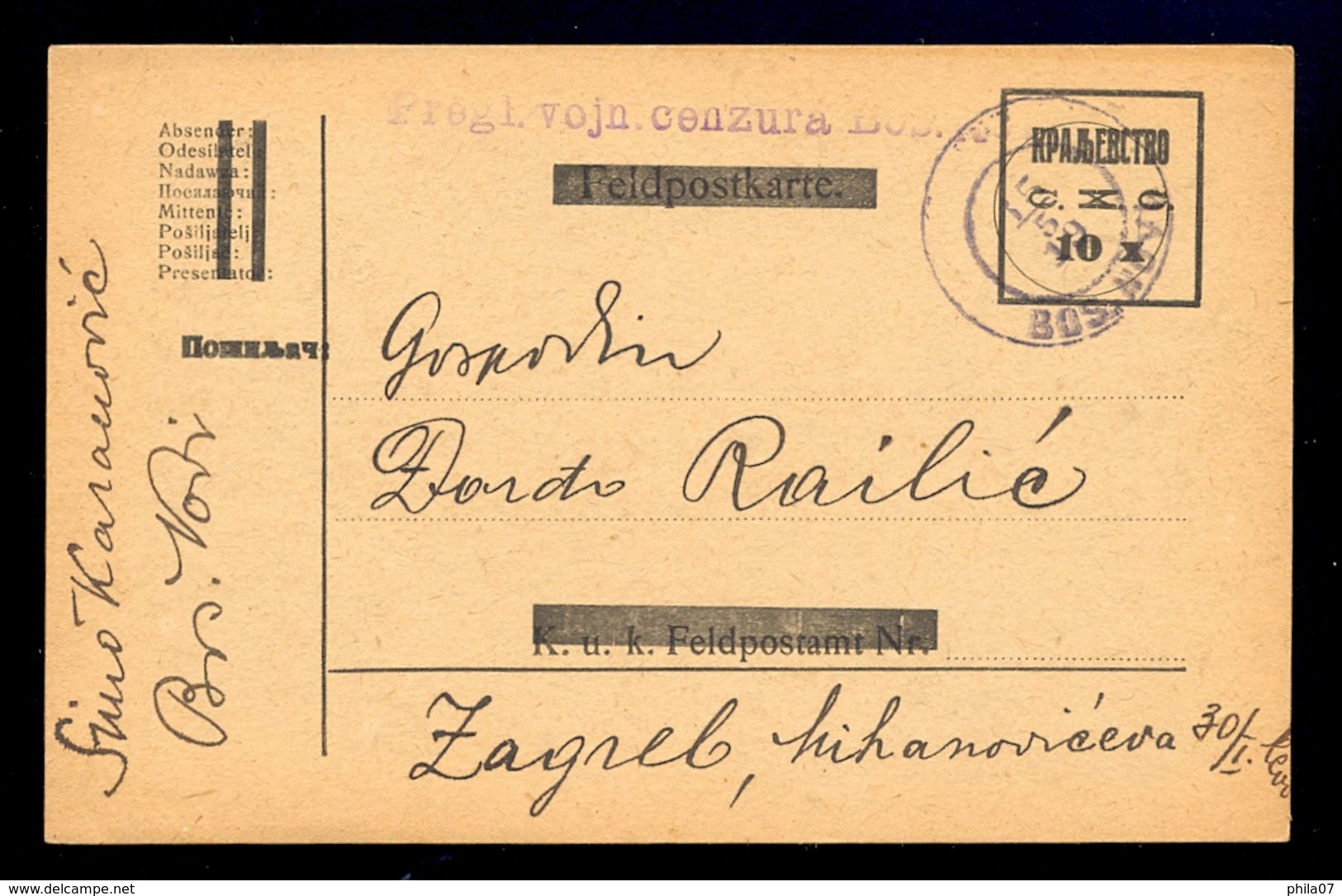 Bosnia And Herzegovina SHS - Provisional Stationery Sent From Bosanski Novi To Zagreb 15.05. 1919. / 2 Scans - Bosnia Herzegovina