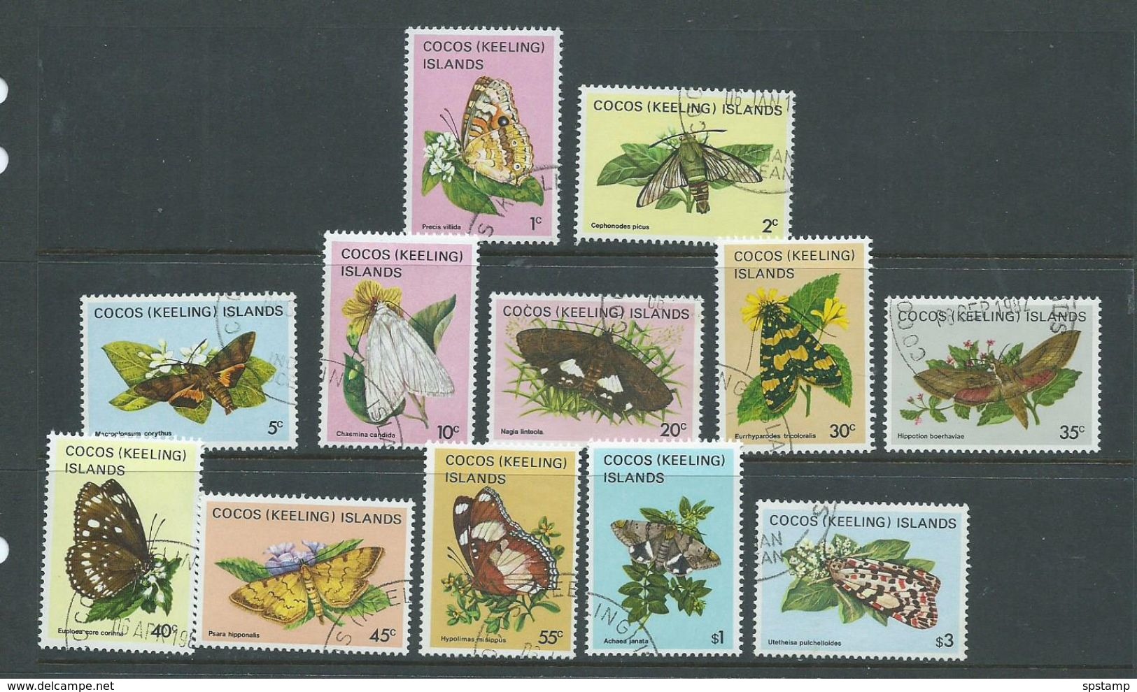 Cocos Keeling Island 1982 Butterfly & Moths Definitive Part Set 12 FU - Cocos (Keeling) Islands