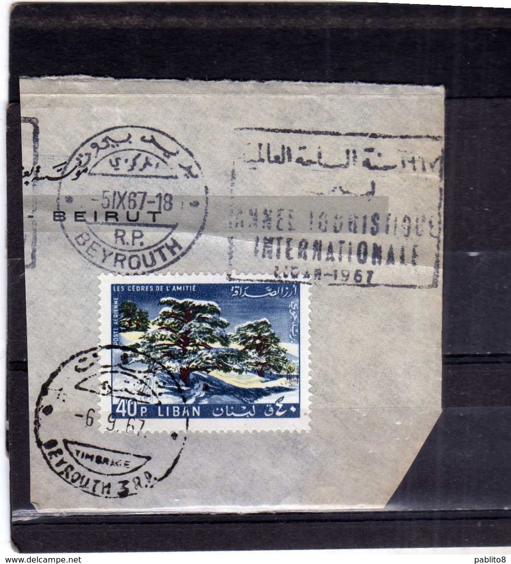 LIBANO LEBANON LIBAN 1965 AIR MAIL POSTA AEREA AERIENNE CEDARS CEDRES CEDRI 40p USATO USED OBLITERE' - Libano