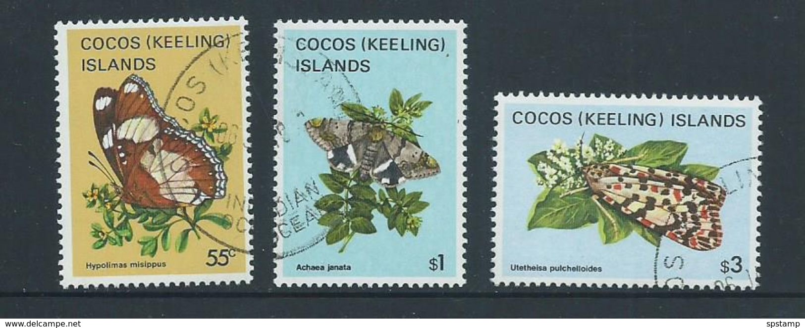 Cocos Keeling Island 1982 Butterfly & Moths 55c , $1 & $3 Definitives FU - Cocos (Keeling) Islands