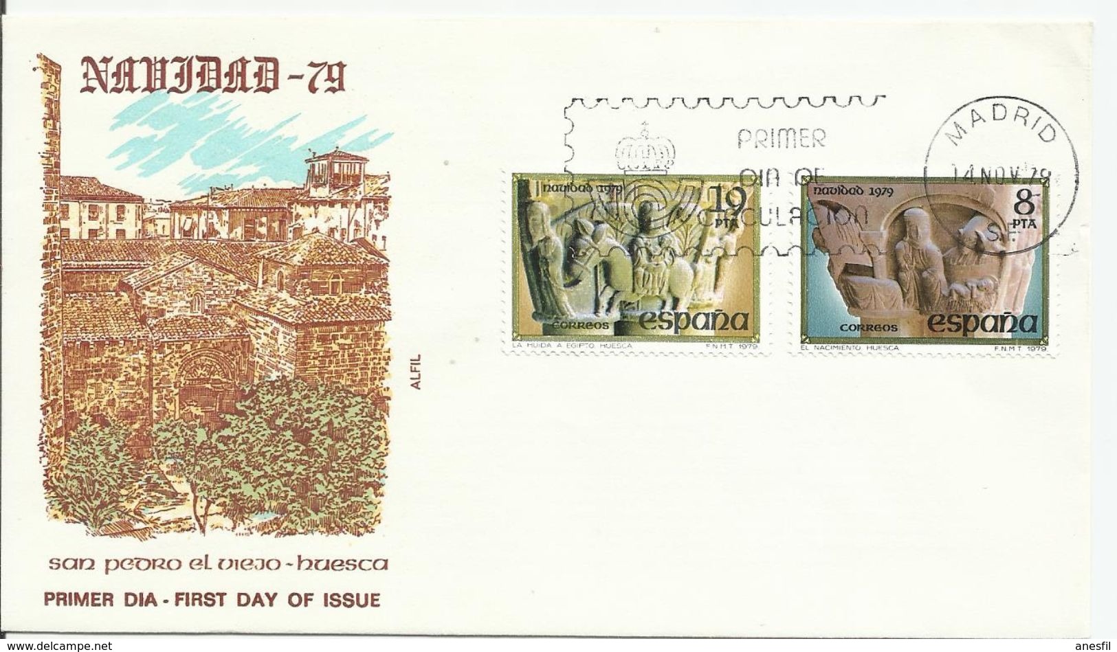 España. 1979. Navidad. "San Pedro El Viejo" Huesca Y II Congreso Oleícola Mundial. - FDC