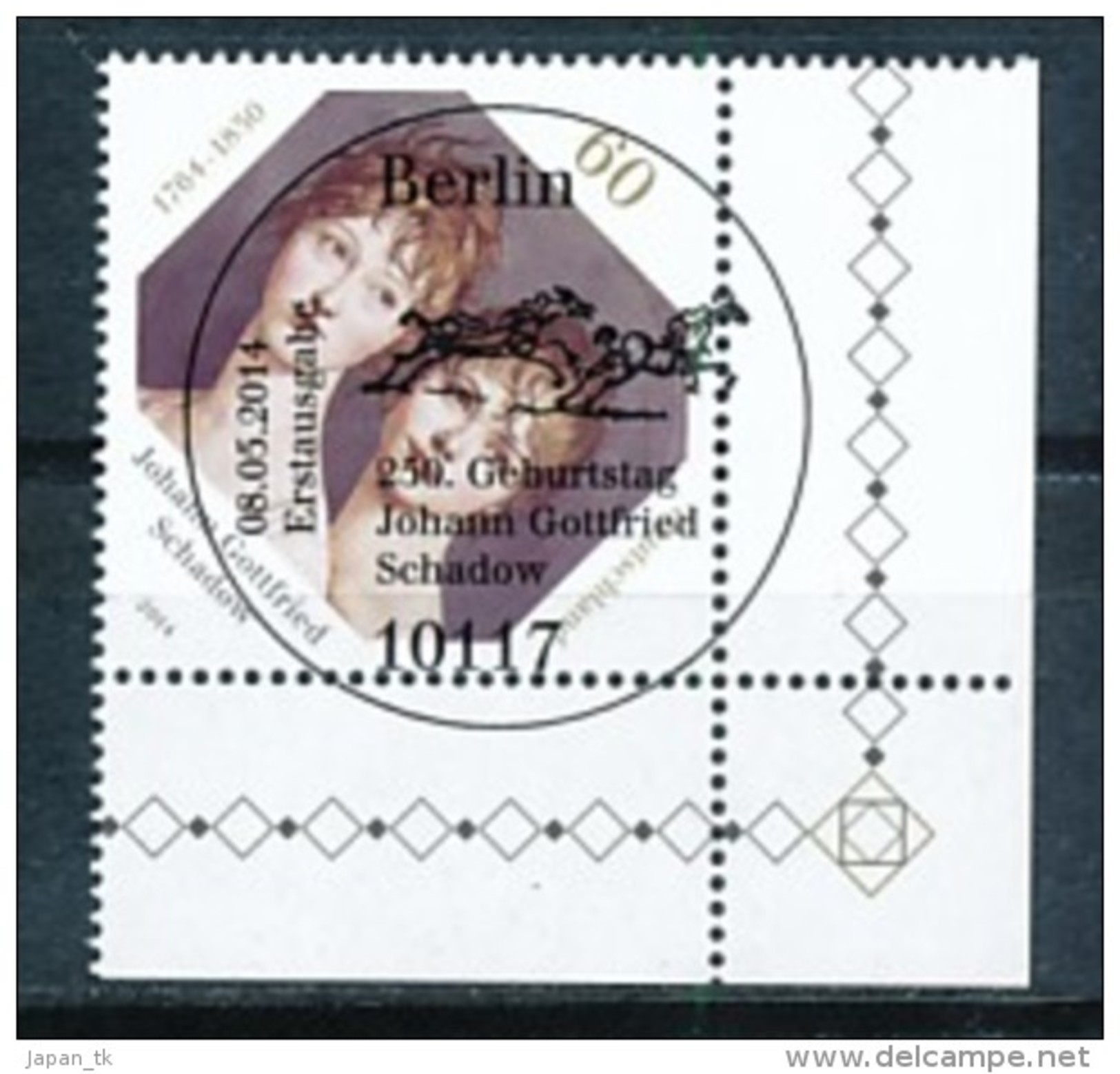 GERMANY Mi.Nr.  3079 250. Geburtstag Von Johann Gottfried Schadow -  ESST -BERLIN -Eckrand Unten Rechts - Used - Used Stamps