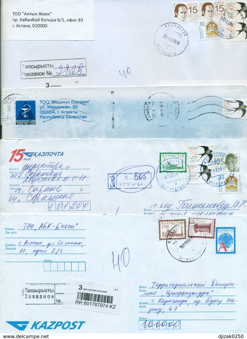 Kazakhstan.Four Envelopes Past The Mail. - Kazachstan