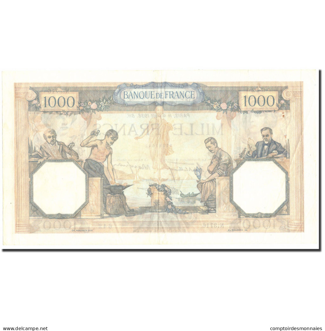 France, 1000 Francs, 1 000 F 1927-1940 ''Cérès Et Mercure'', 1938, 1938-08-04 - 1 000 F 1927-1940 ''Cérès Et Mercure''