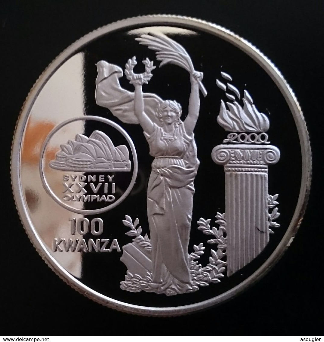 ANGOLA 100 KWANZA 1999 SILVER PROOF "Olympics 2000" Free Shipping Via Registered Air Mail - Angola