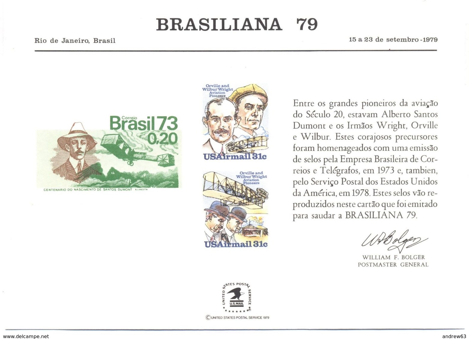 STATI UNITI - USA - 1979 - Mint Souvenir Card - Brasiliana '79 - Souvenirs & Special Cards
